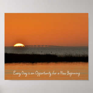 Nieuw Begin Motivatie Zonsopgang Citaat Poster