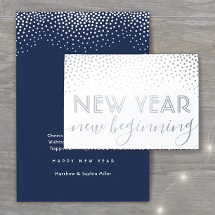 Nieuw Begin Navy Blue Happy New Year Confetti Folie Kaarten