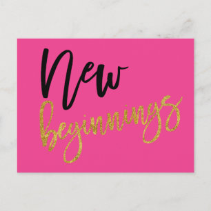Nieuw Begin Positiviteit Quote Hot Pink Briefkaart