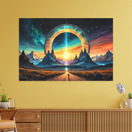 Nieuw begin: stap door een sterrenpoort canvas afdruk (Insitu (Woonkamer))