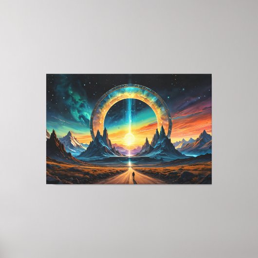 Nieuw begin: stap door een sterrenpoort canvas afdruk (Voorkant)