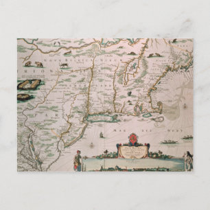 Nieuw-België, bord van Atlas Contractus c.1671 Briefkaart