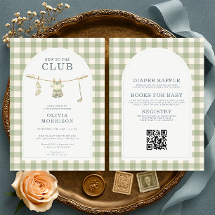 Nieuw bij Club All in One Golf Gingham Baby Shower Kaart