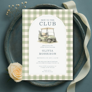 Nieuw bij Club Golfkar Gingham Baby Shower Kaart