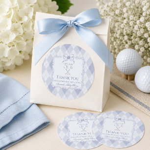 Nieuw bij de Club Boy Blue Golf Baby Shower Ronde Sticker