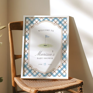 Nieuw bij de Club Golf Blauwe & Bruine Baby Shower Poster