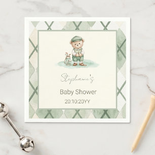 Nieuw bij de Club Groene Golfende Beer Baby Showe Servet