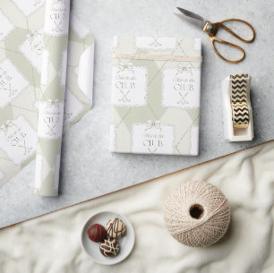 Nieuw Bij De Club Olijfgroene Golf Baby Shower Cadeaupapier