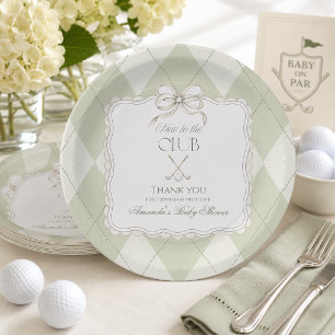 Nieuw Bij De Club Olijfgroene Golf Baby Shower Papieren Bordje