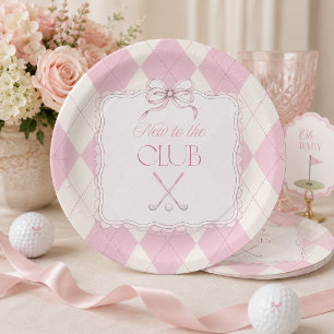 Nieuw bij de Club Roze Meisje Golf Baby Shower Dec Papieren Bordje