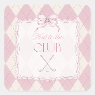 Nieuw bij de Club Roze Meisje Golf Baby Shower Dec Vierkante Sticker