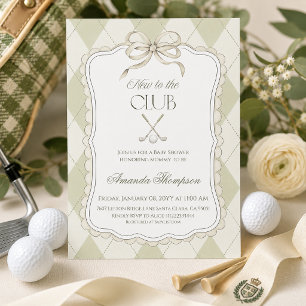 Nieuw bij de Club Sage Groene Golf Baby Shower Kaart
