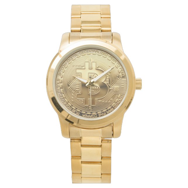 Nieuw Bitcoin Gold Oversized horloge (Voorkant)