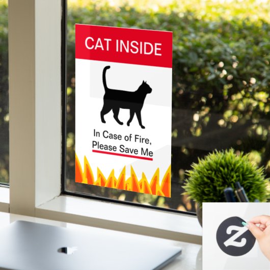 NIEUW! Cat Inside In hoesje of Fire - Bescherm uw Raamsticker (Kantoor)