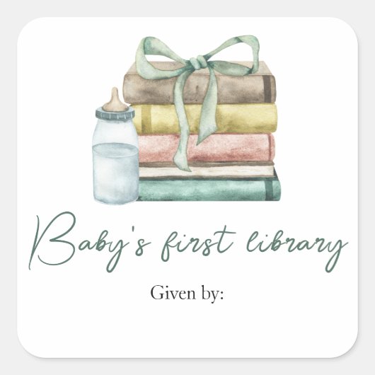 Nieuw Chapter baby shower - Baby's First Library Vierkante Sticker (Voorkant)