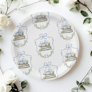 Nieuw Chapter Blue lint Bow baby shower Papieren Bordje