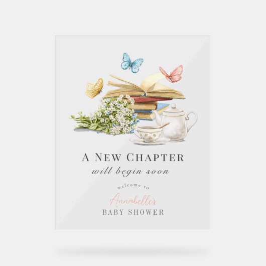 Nieuw Chapter Book Baby shower Welkom Acryl Bord (Voorkant)