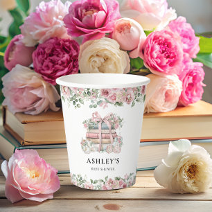 Nieuw Chapter Pink Floral Bow Baby shower Papieren Bekers