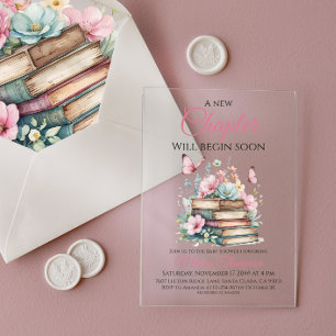 Nieuw Chapter Pink Girl Storybook Book Baby shower Acryl Uitnodigingen