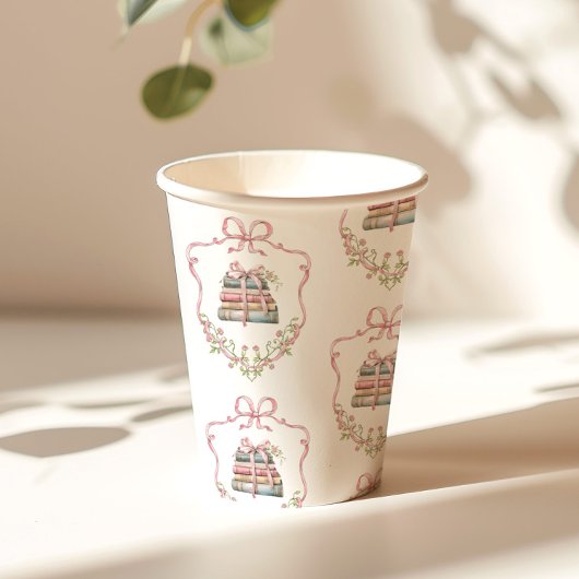 Nieuw chapter roze lint Bow baby shower Papieren Bekers