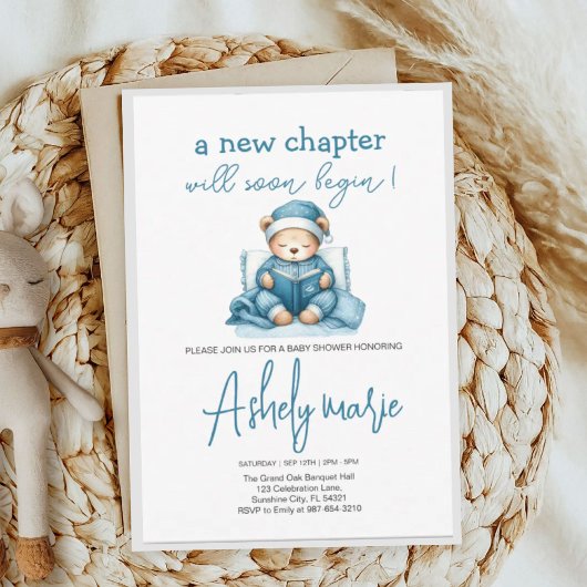 Nieuw Chapter Teddy blue boy baby shower Beer Bedankkaart