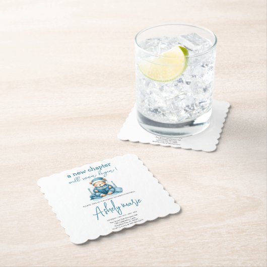 Nieuw Chapter Teddy blue boy baby shower Beer Kartonnen Onderzetters (Insitu)