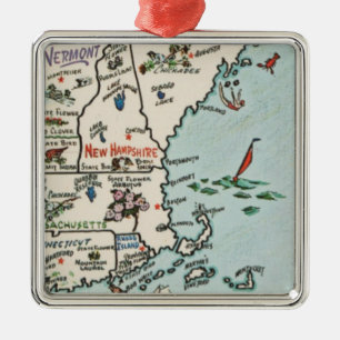 Nieuw Engeland Kust Kaart Metalen Ornament