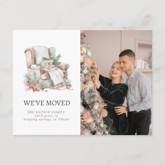 Nieuw Familiehuis Zilver Rustiek Verhuisaankondigi Aankondigingskaart (Voorkant)