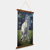 Nieuw Forest White Pony Funny Pose Hangend Wandkleed (Gebogen)