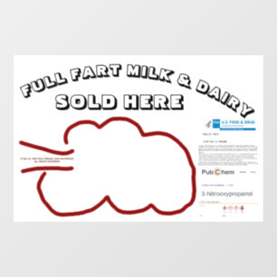 NIEUW Full Fart Dairy van RoseWrites Window Cling Raamsticker