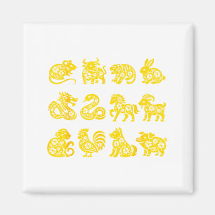 Nieuw Gelukkig Hemels Dieren T-shirt 12 Chinees Magneet