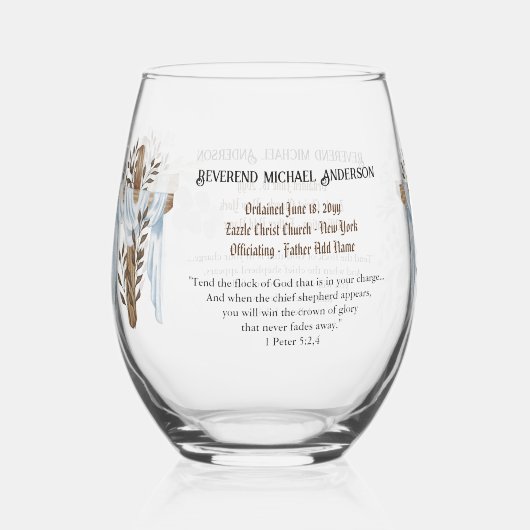 Nieuw Gewijde Priester Pastor Diaken Minister Wijnglas Zonder Voet (Voorkant)