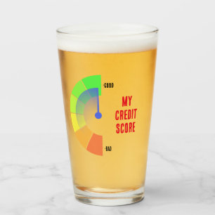 NIEUW! Glass Cup Mijn Credit Score- Maat 16oz Glas