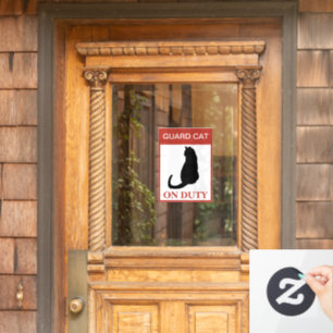NIEUW! Guard Cat On Duty - Grappige waarschuwing v Raamsticker