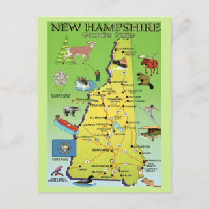 Nieuw-Hampshire geïllustreerde kaart ansichtkaart