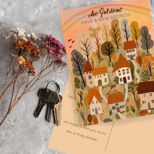 Nieuw Home Adres Verhuizen Herfst Country Village  Briefkaart