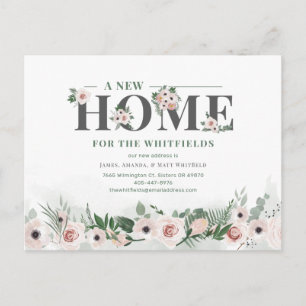 Nieuw Home Adres We hebben Floral Moving verplaats Briefkaart
