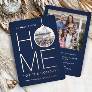 Nieuw Home Kerst Ornament Navy Blue 2 Foto Folie Feestdagenkaart