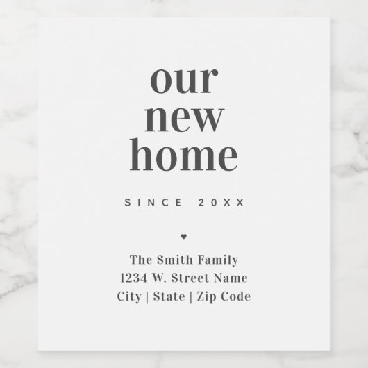 Nieuw Home Modern Minimalistische adreswijziging A Wijn Etiket (Enkel label)