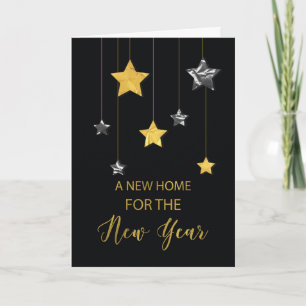 Nieuw Home Nieuw adres in de New Year Star Shine Kaart
