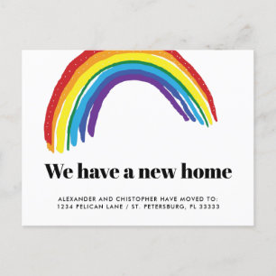 Nieuw Home Rainbow Gay Couple Verhuizen Aankondigingskaart