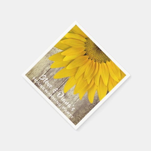 Nieuw Home Rustiek Hout Zonnebloem Housewarming Pa Servet (Hoek)