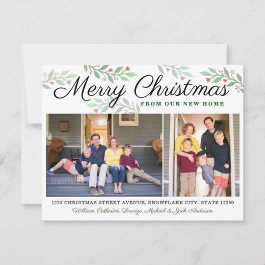 Nieuw Home Vrolijk Kerstfeest 2 Foto Vakantie Verh Aankondiging (Voorkant)