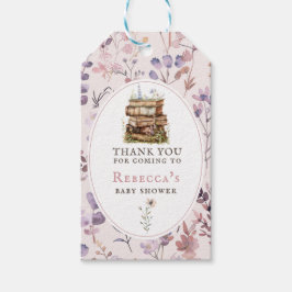 Nieuw hoofdstuk baby shower waterverf, wilde bloem cadeaulabel