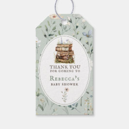 Nieuw hoofdstuk baby shower waterverf, wilde bloem cadeaulabel