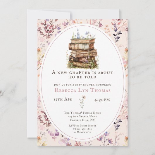 Nieuw hoofdstuk baby shower waterverf, wilde bloem kaart (Voorkant)