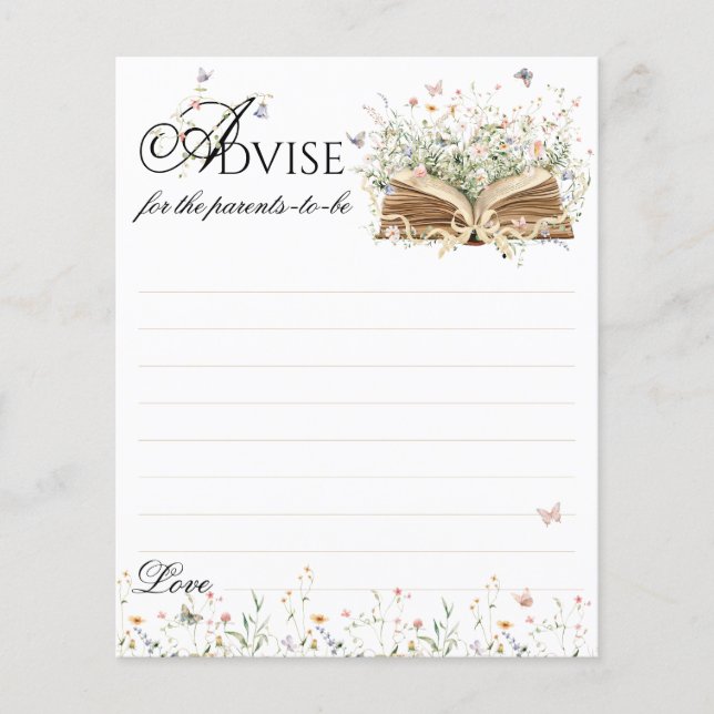 Nieuw hoofdstuk Begin Baby shower Advies Spel (Voorkant)