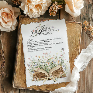 Nieuw hoofdstuk Begin boek Wildflower Baby shower Kaart