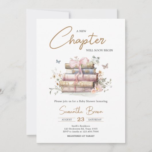 Nieuw hoofdstuk begint Baby shower Storybook Kaart (Voorkant)