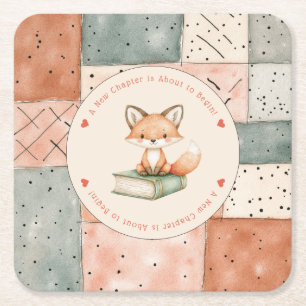 Nieuw hoofdstuk begint Baby shower Storybook Vierkante Kartonnen Onderzetter